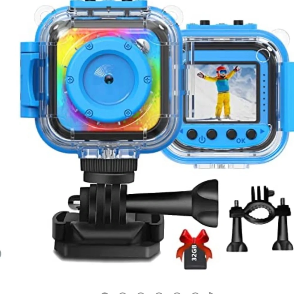 USHINING Kids Camera Waterproof 1080P HD for Underwater with 32GB SD Card